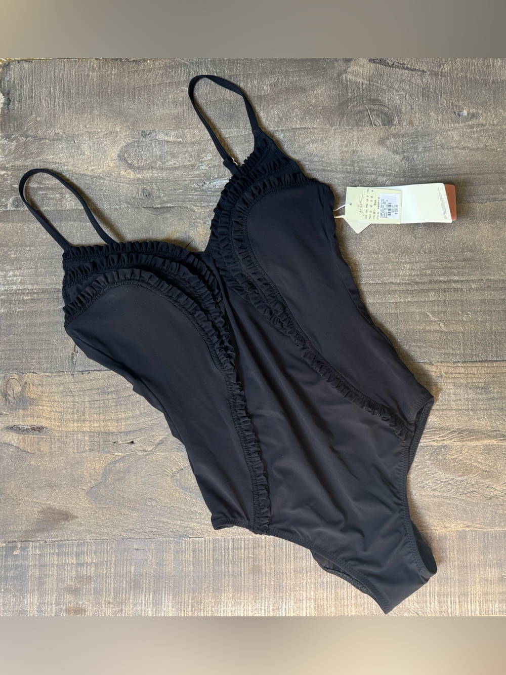 Black Ruffle Trim One-Piece Gottex Swimsuit
